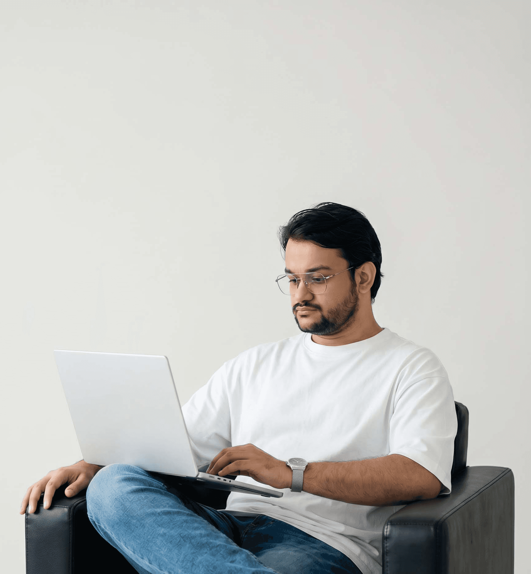 Portrait of portfolio creator – back view