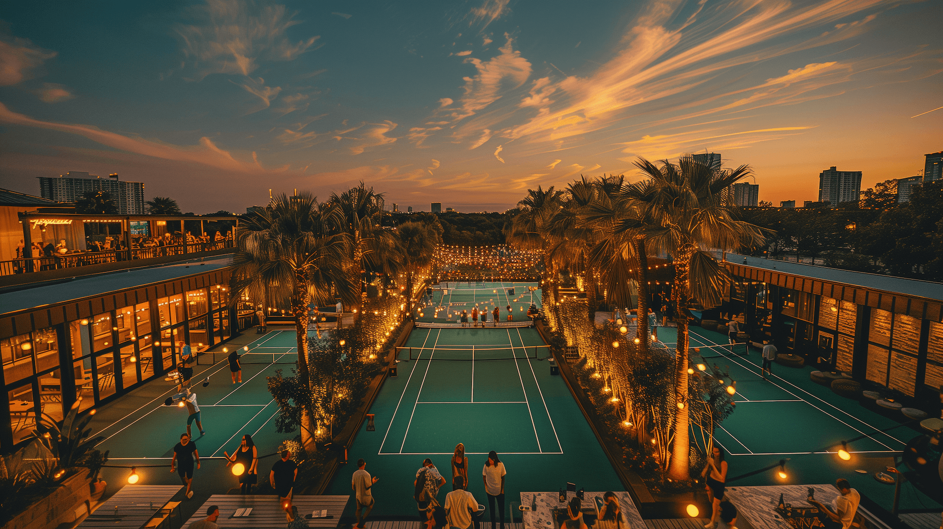 group of friends laughing at the table with food and drinks