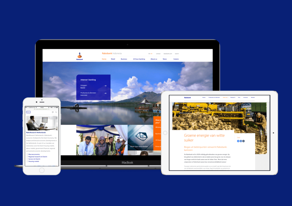 Rabobank applicaties op dislpay op meerdere apparaten.