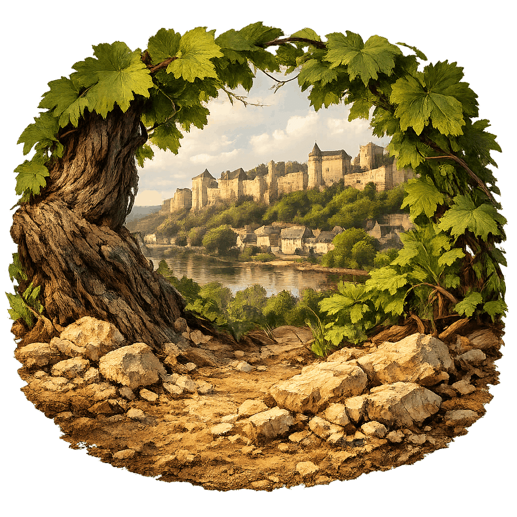 Detailed graphic of the Chinon wine region.