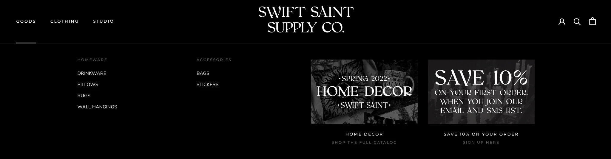 Swift Saint Website Mega Menu 2