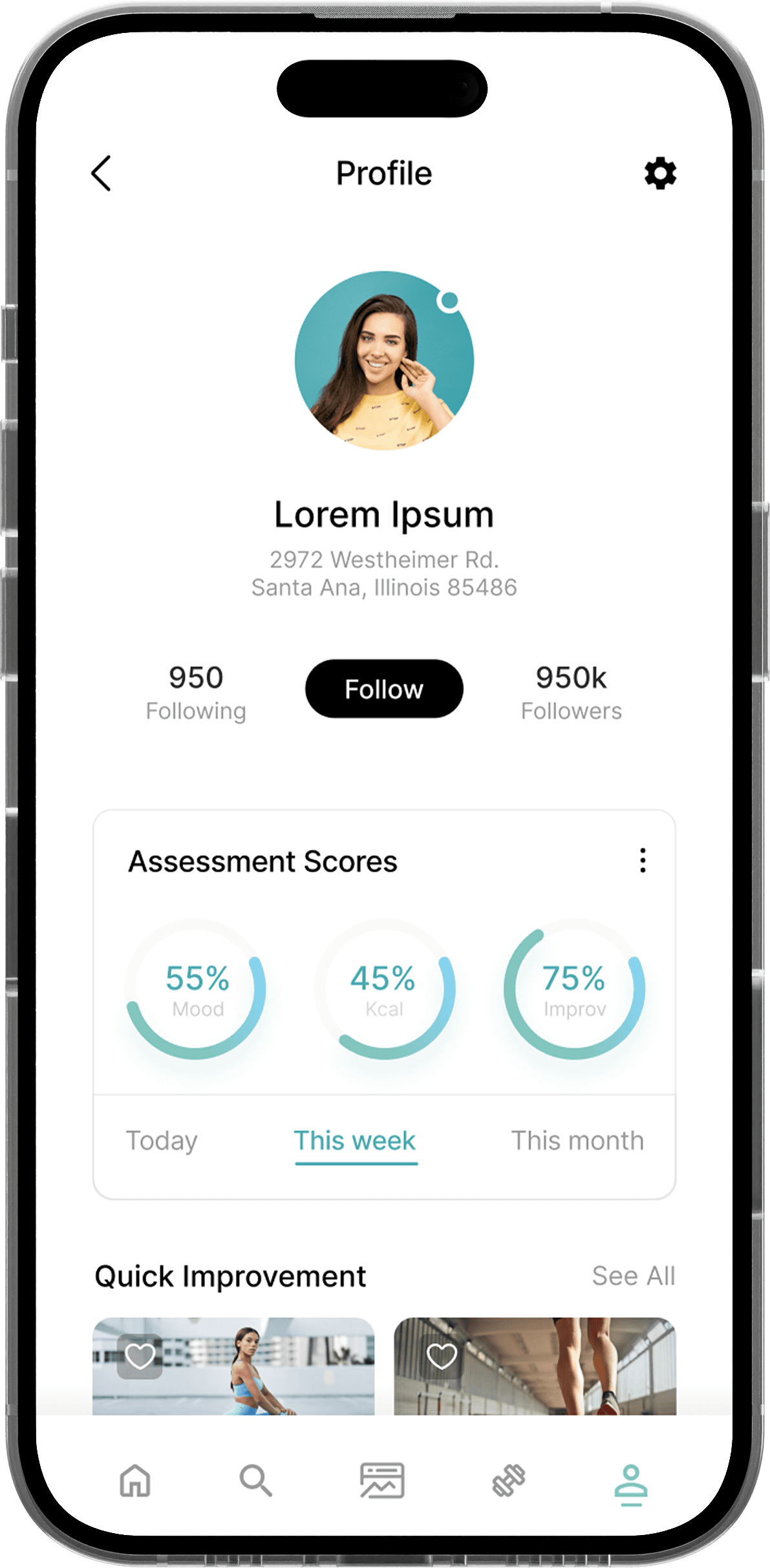 profile Screen Mobile App Design PNG Image