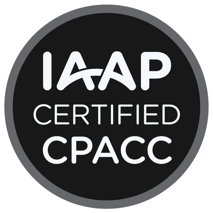 Certification badge that says 'IAAP Certified CPACC'