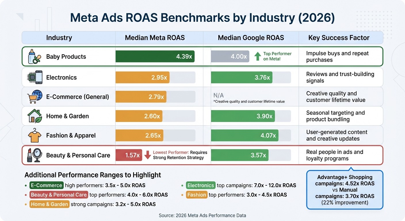 Meta Ads ROAS Benchmarks by Industry 2026 Comparison Chart