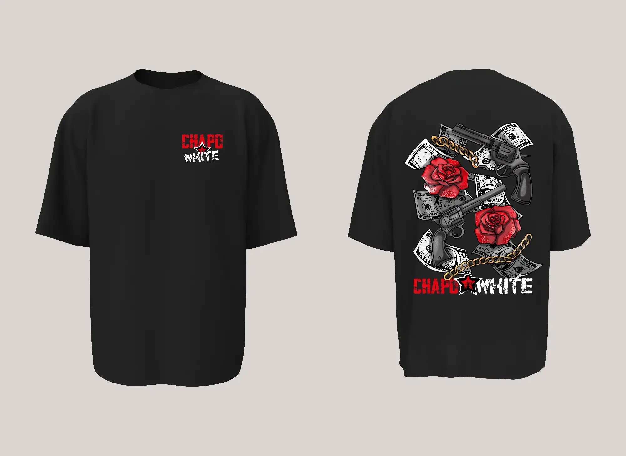 Modern T-shirt design featuring Chapo White nicotine pouch branding