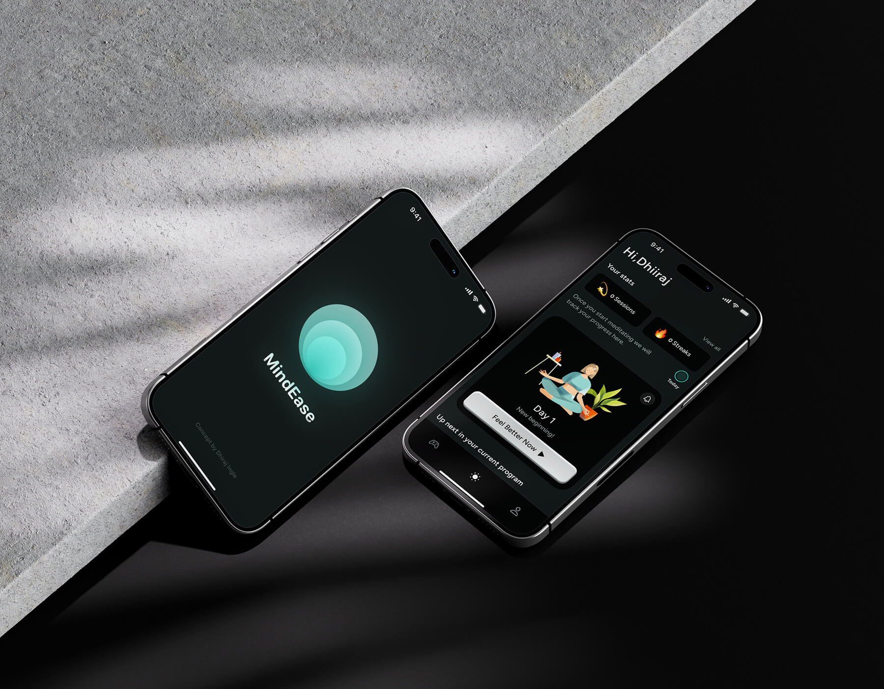 Iphone 16 showing MindEase app