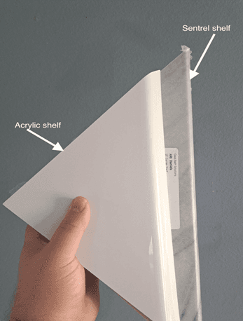 Sentrel and acryllic shelf comparison