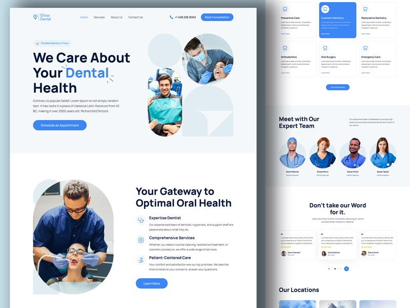 Gloss Dental GHL Website Template for Dentists