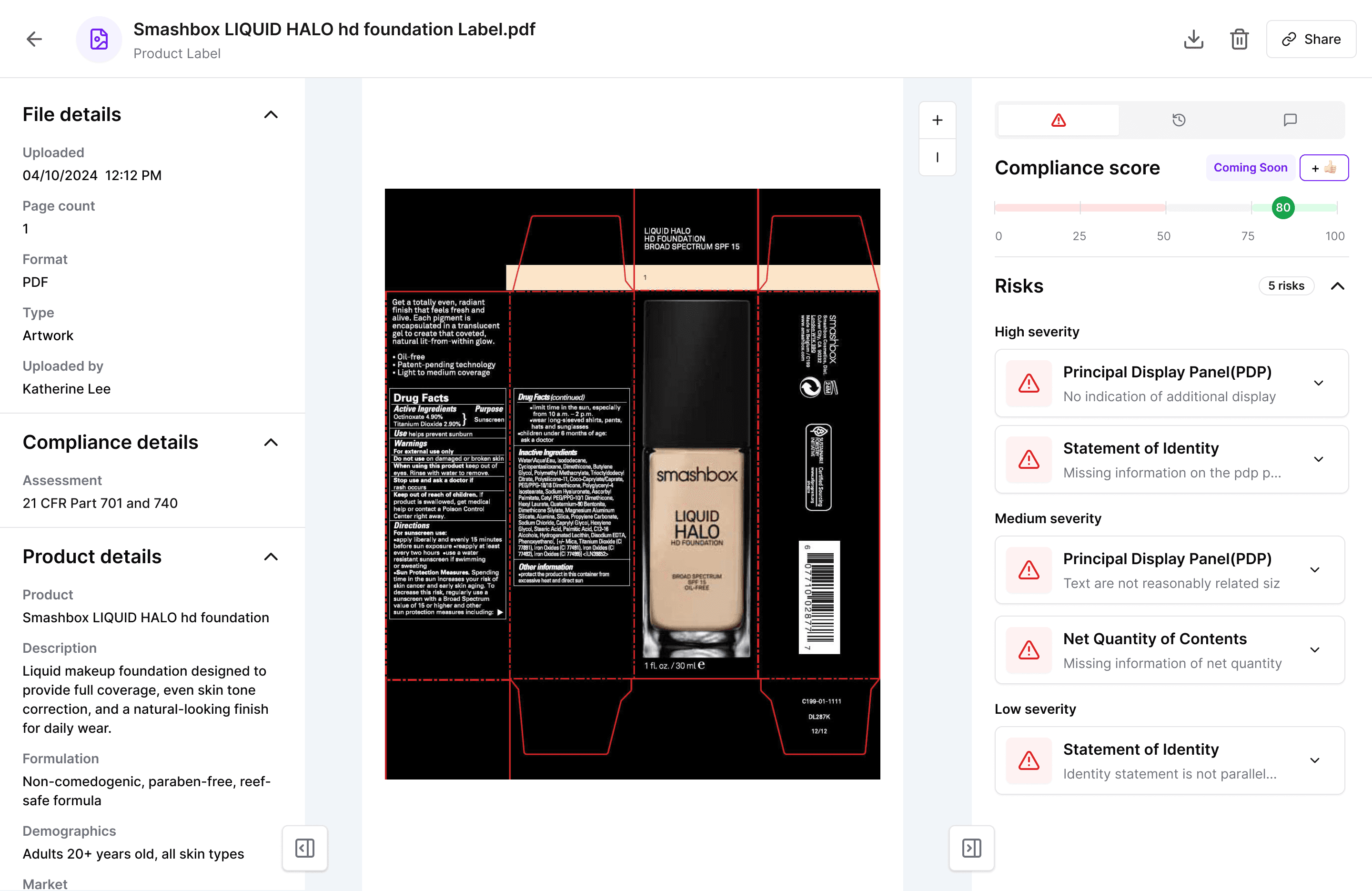 Cosmetics manufacturing compliance software