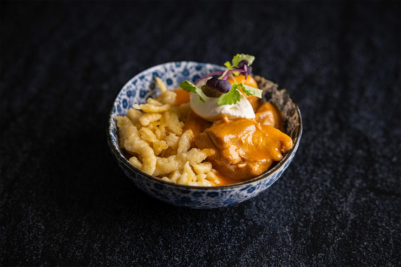 Braised Chicken, smoky paprika, spatzle & sour cream
