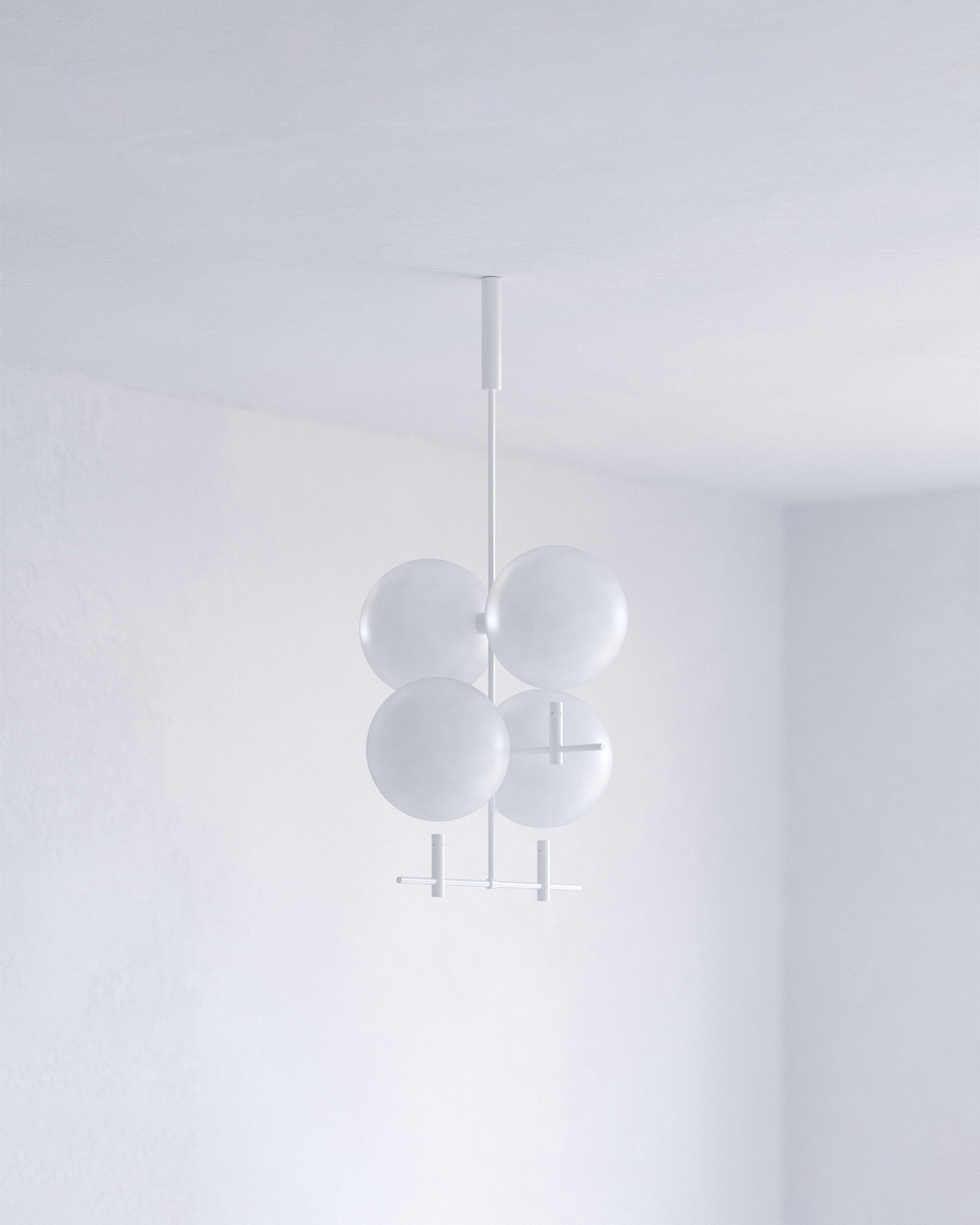 Luna II vertical luminaire installed in interior space acting as architectural lighting sculpture by Jiri Krejcirik