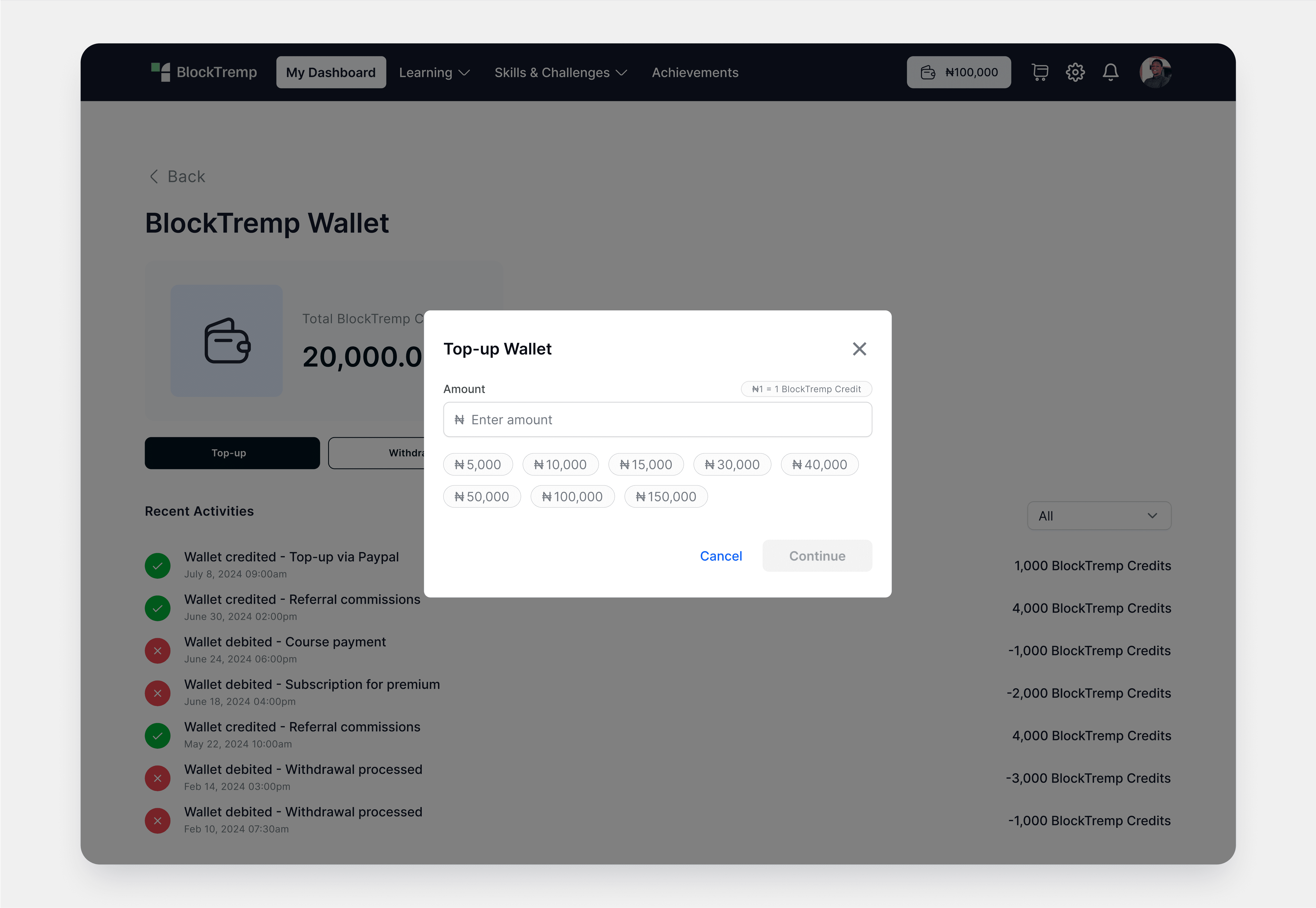 BlockTremp Wallet; Gamifying Learning with Blockchain 2