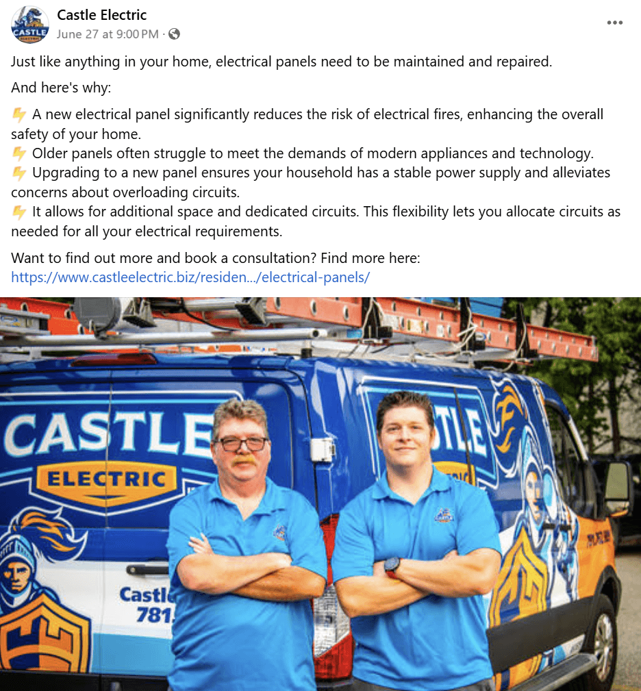 electrician contractors sharing tips on social media