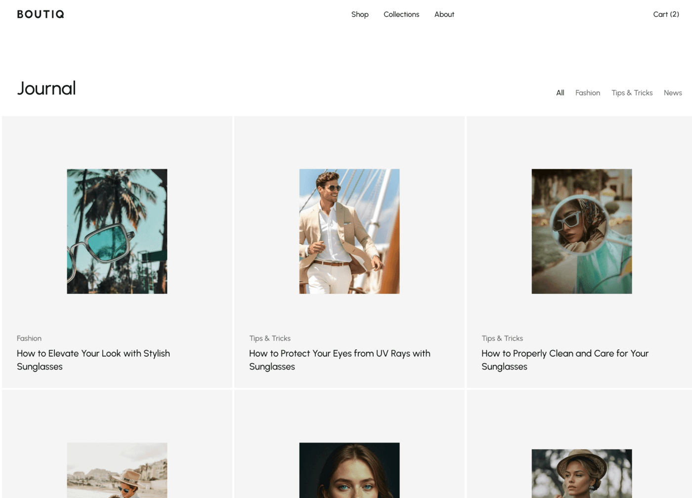 journal ecommerce framer website template