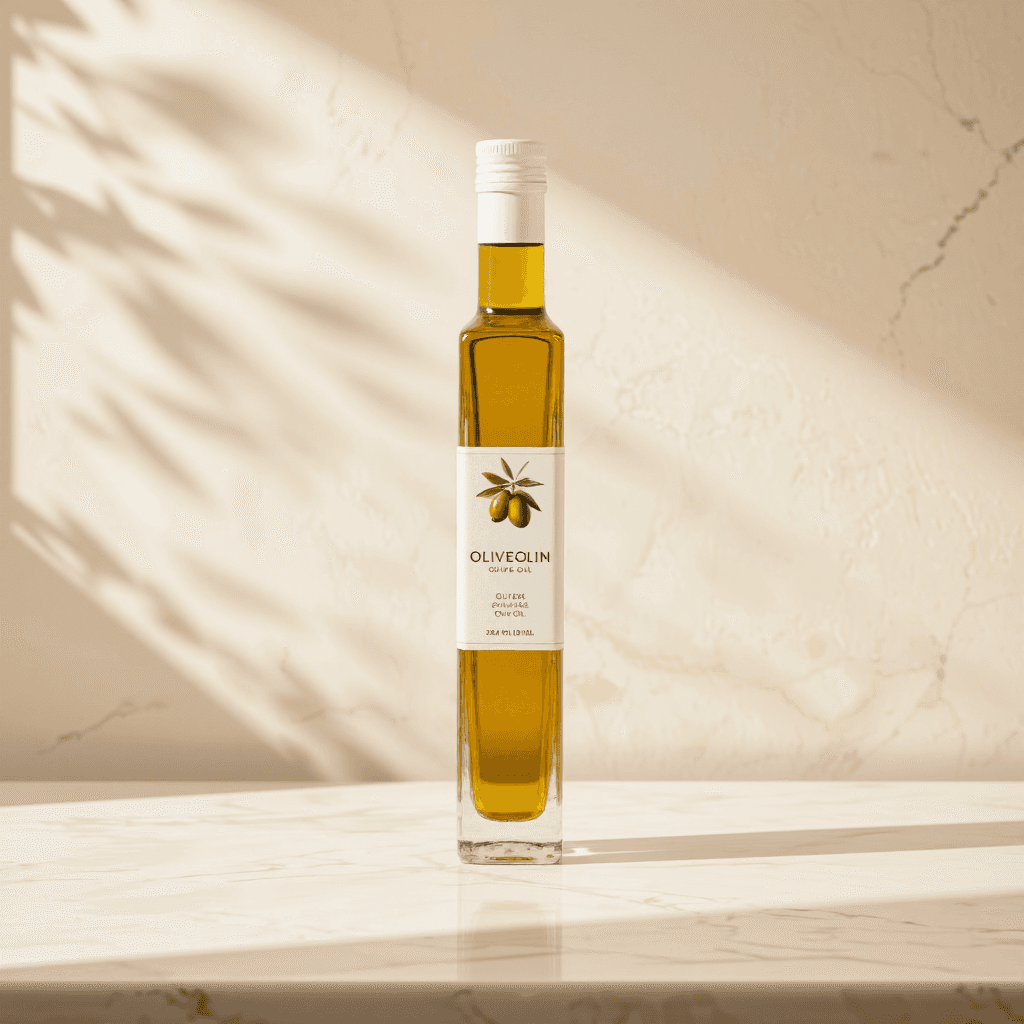 product photography of a bottle of olive oil