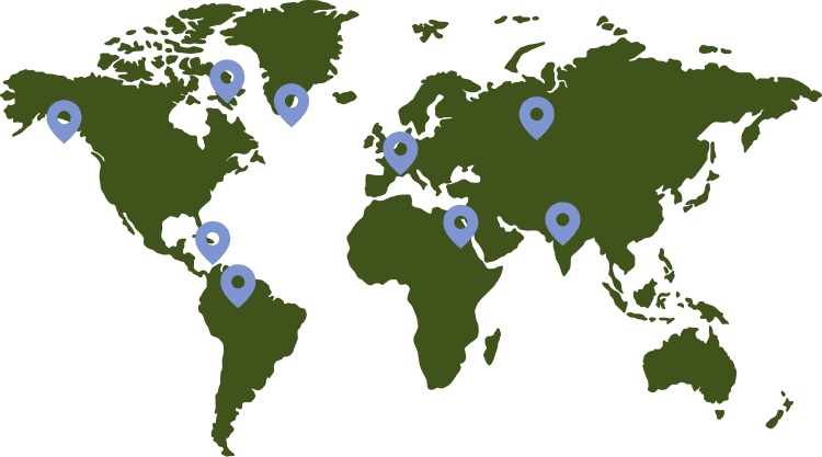 A world map illustrating GRC's global connections.