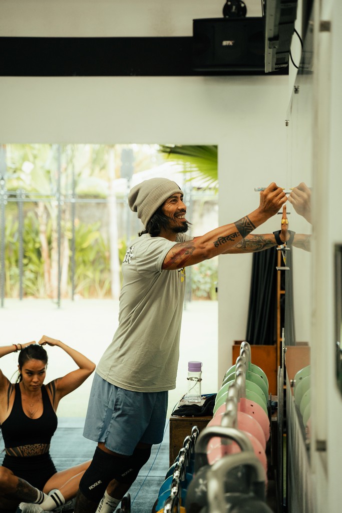 A man surfing