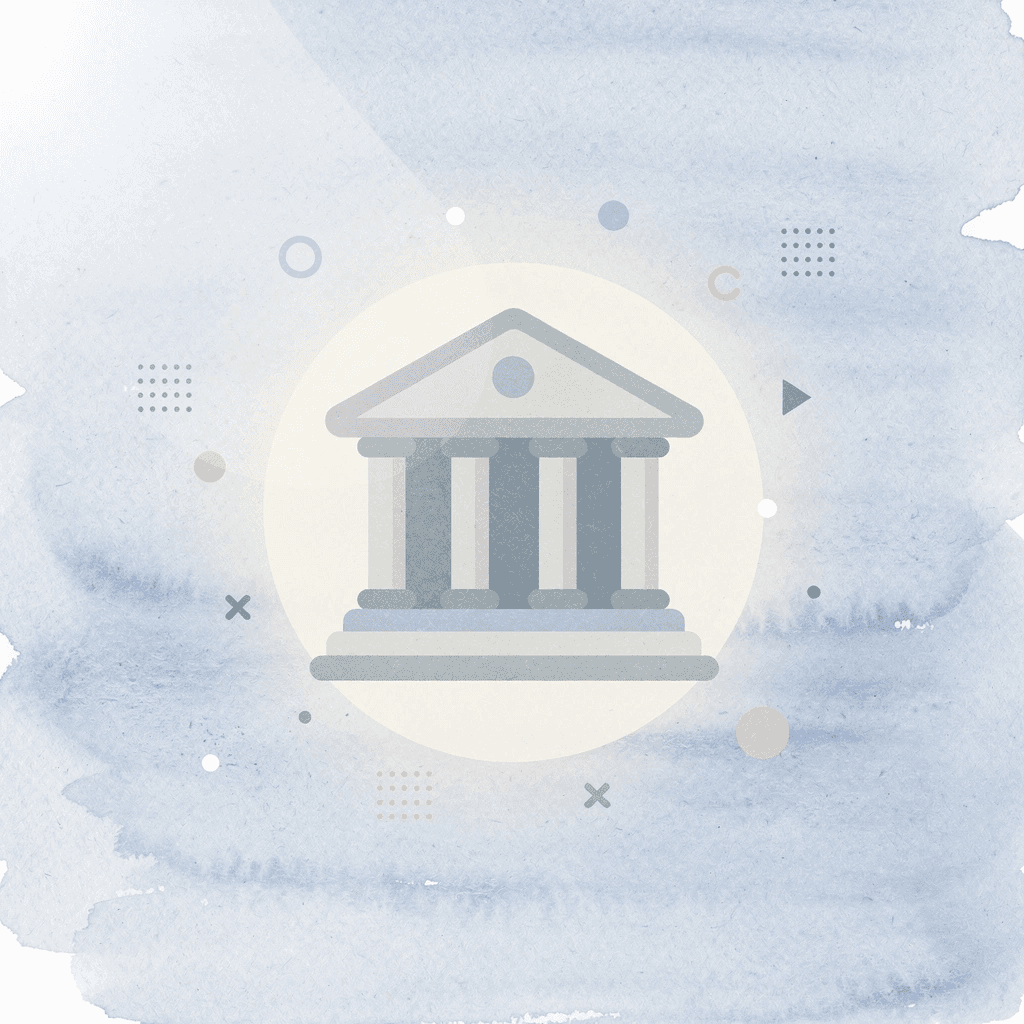 Courthouse icon representing legal framework