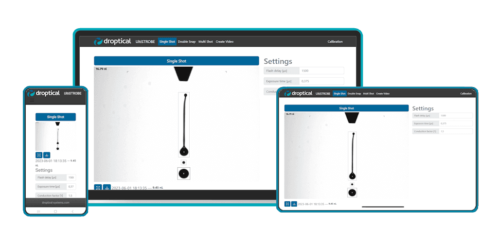 Screenshot unserer Drop Measurement GUI