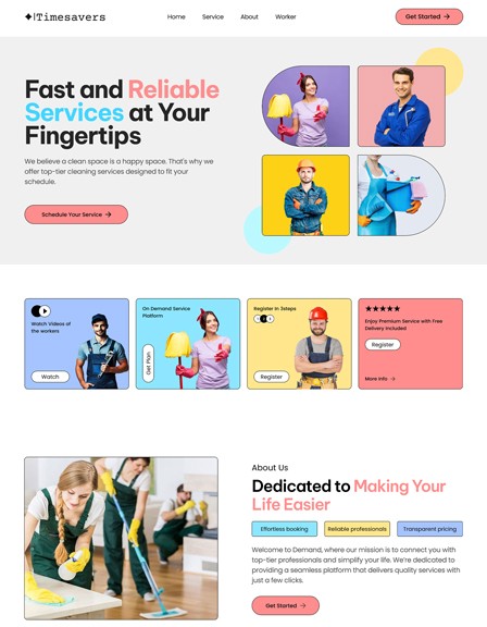 TimeSavers GHL Website Template for Cleaning services