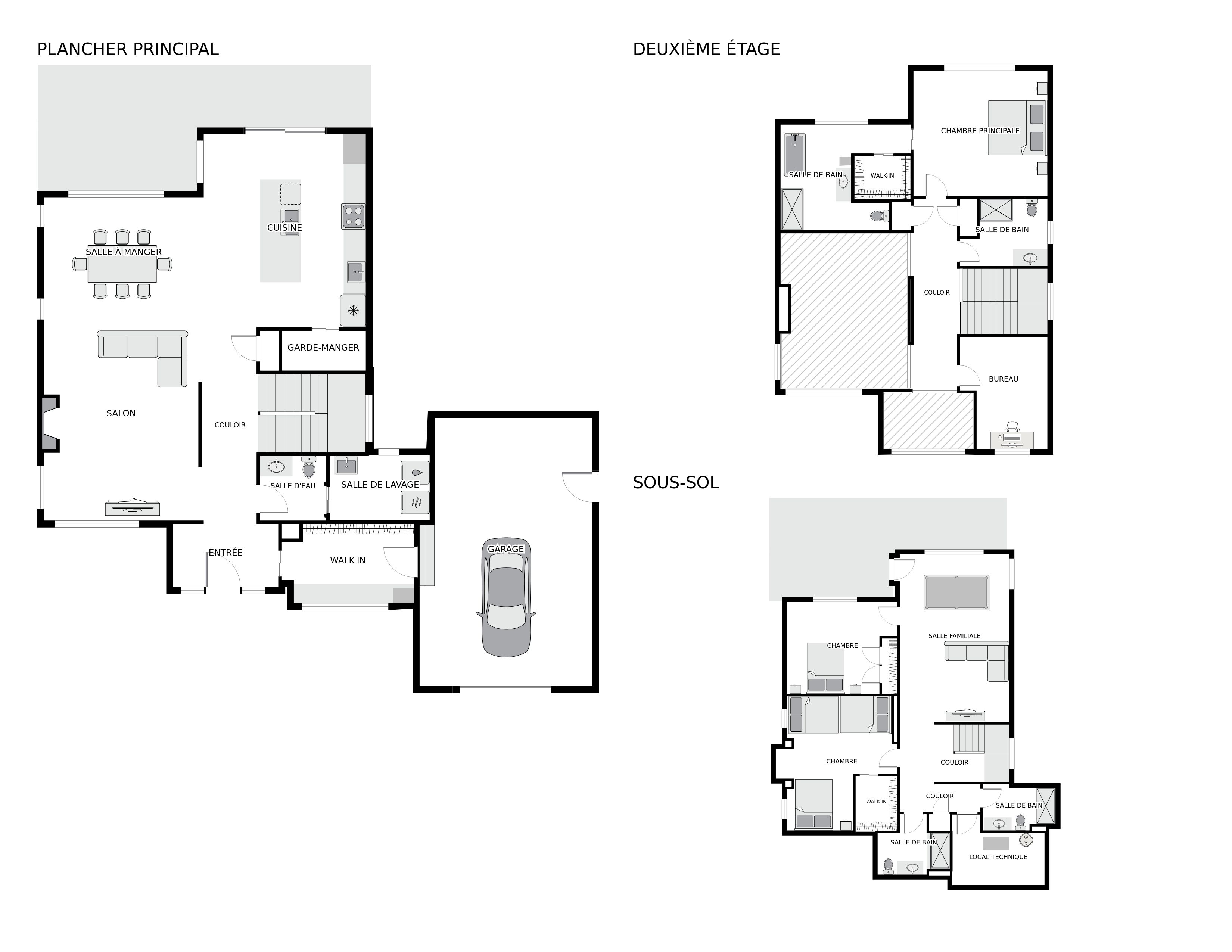 Plans d'étage pour toute la résidence
