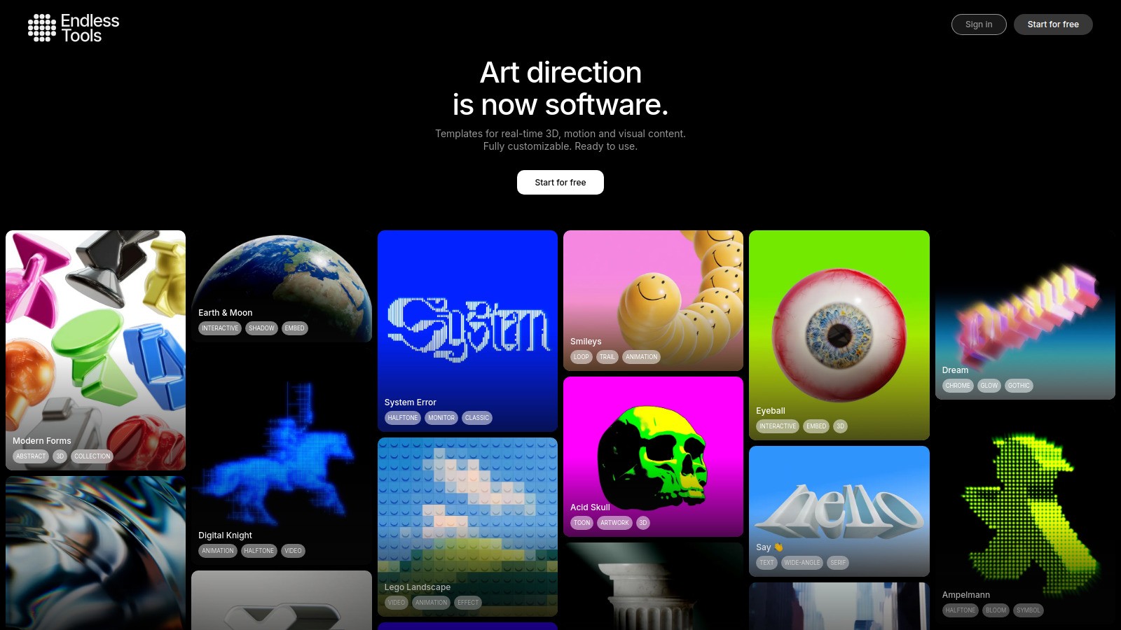 Real-time 3D, motion and visual content