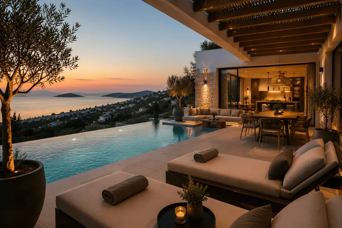 Πολυτελές Airbnb μετά από ανακαίνιση με πισίνα υπερχείλισης, θέα στη θάλασσα και σύγχρονους εξωτερικούς χώρους