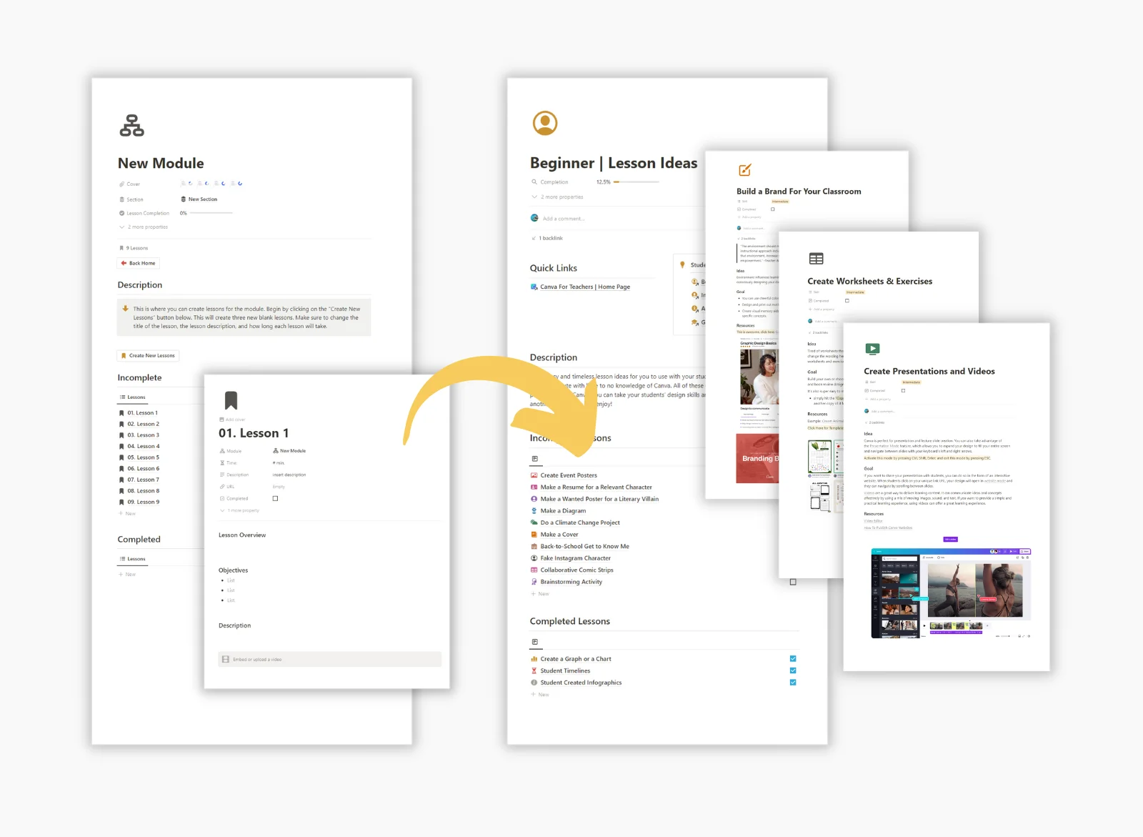 Course Creator Notion Template Adding Lesson Material