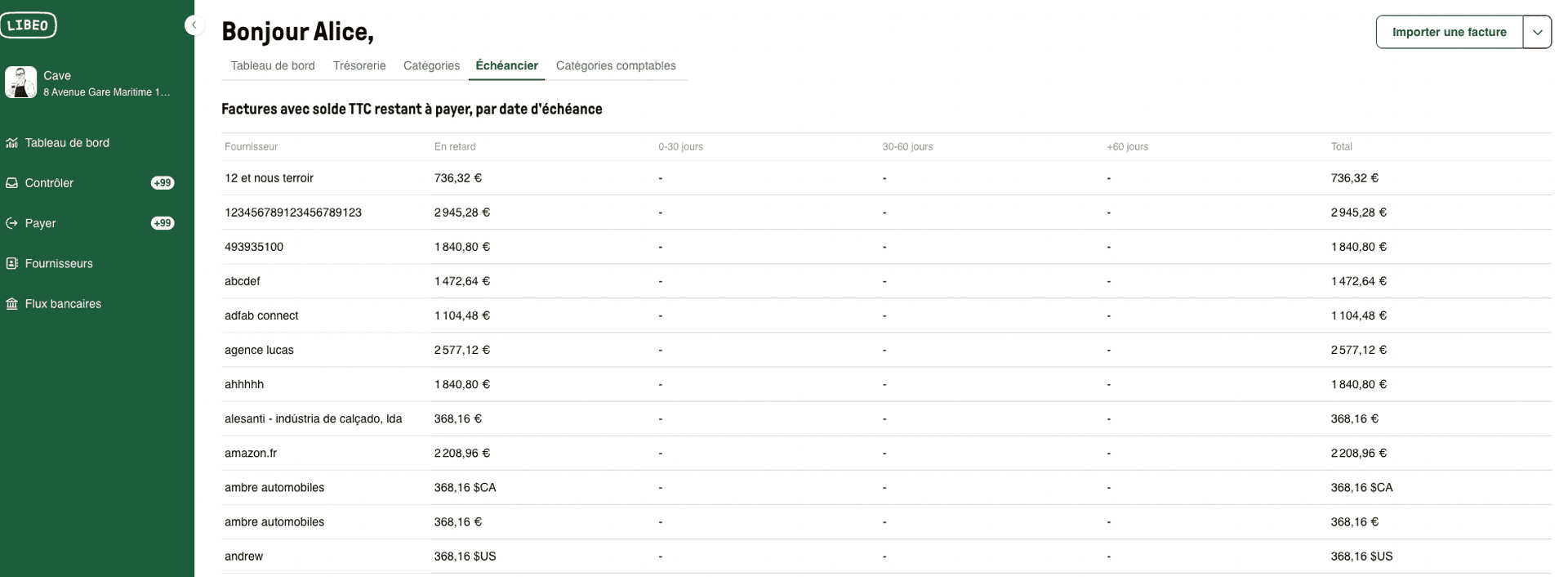 Éditer une balance âgée