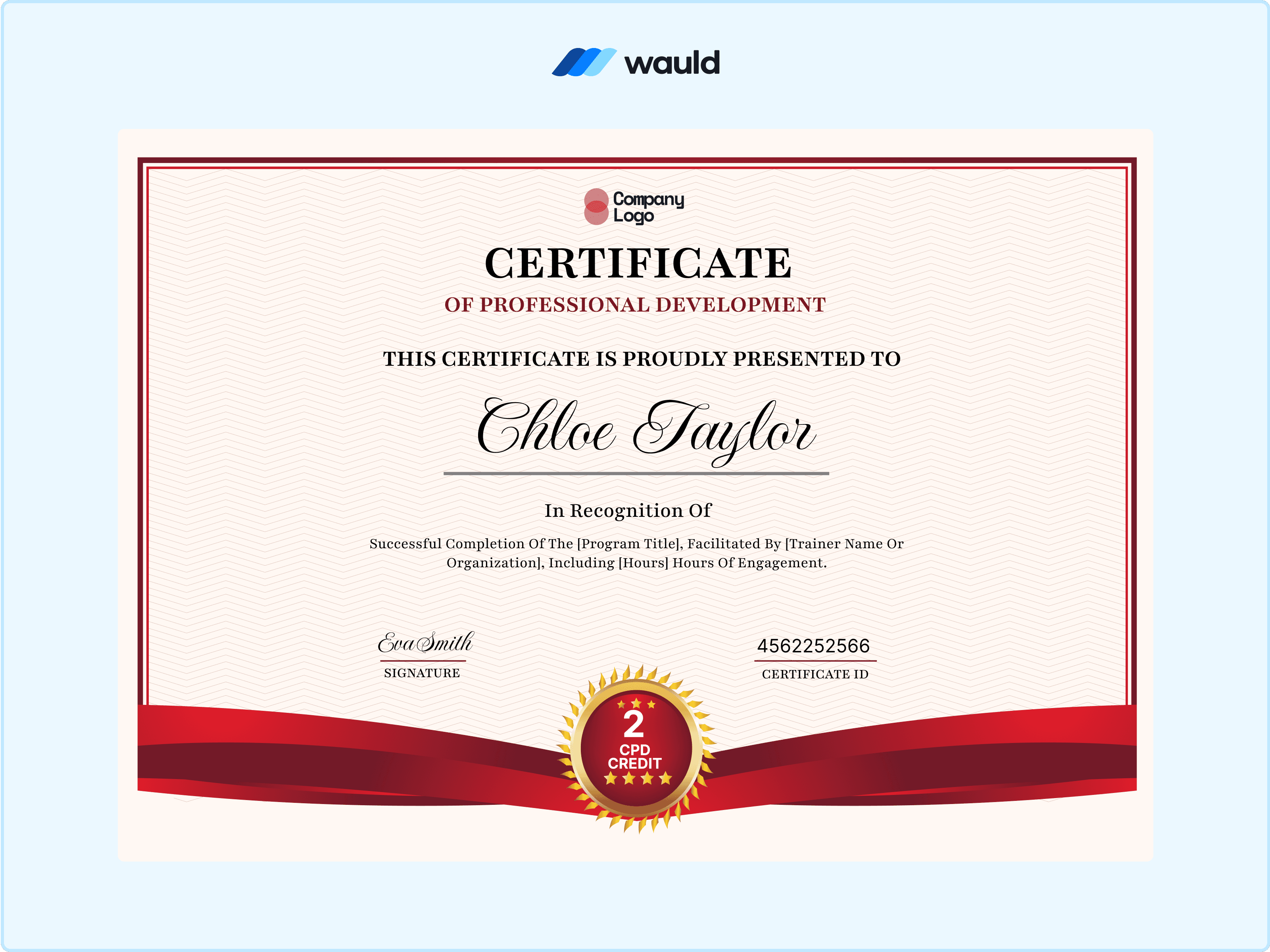 Wauld - Certificate template with red elegance