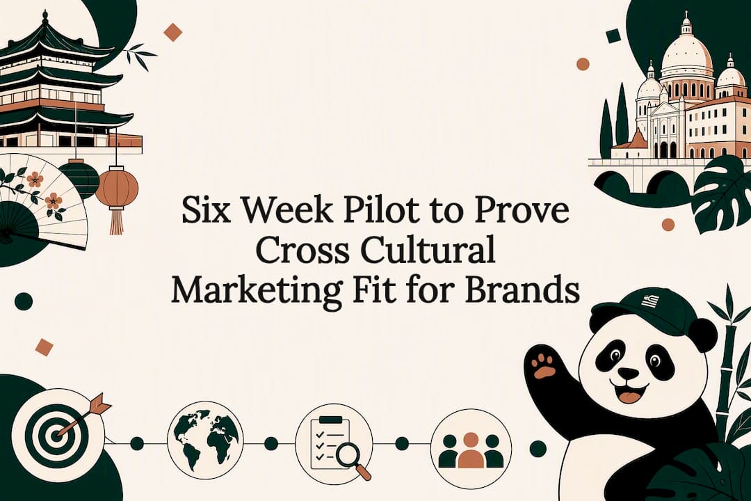 Cross-cultural marketing title card with panda