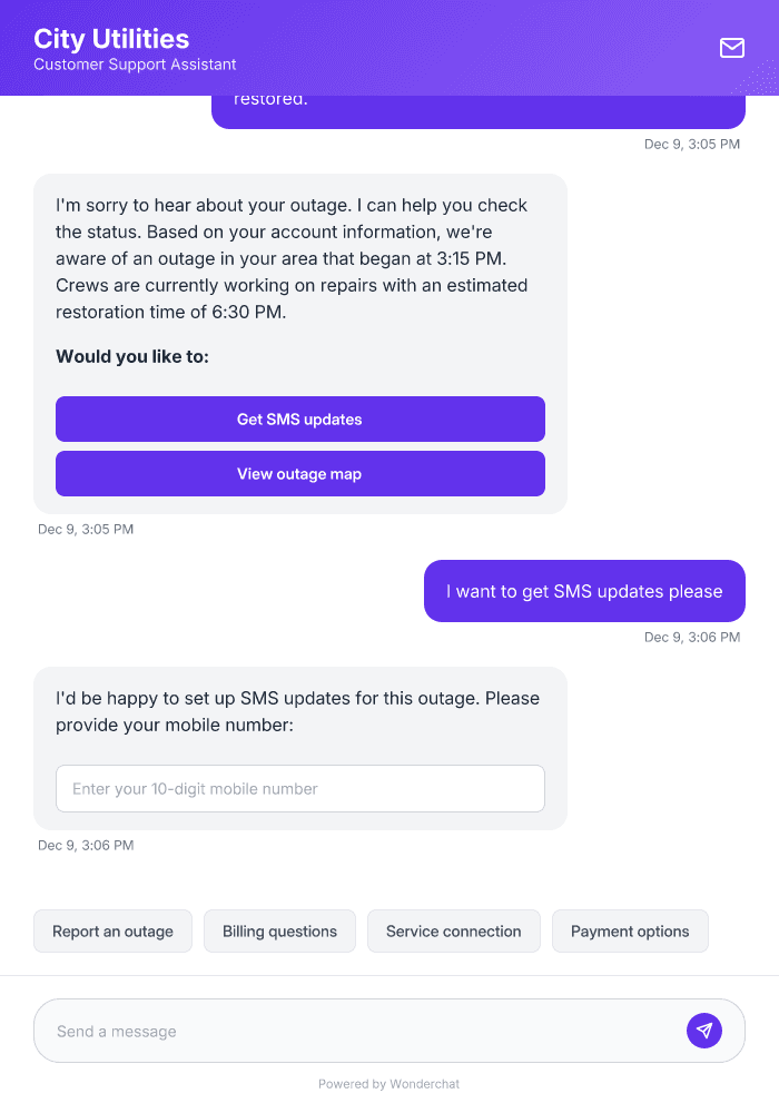 Electric & Water Utility Support AI Chatbot Template