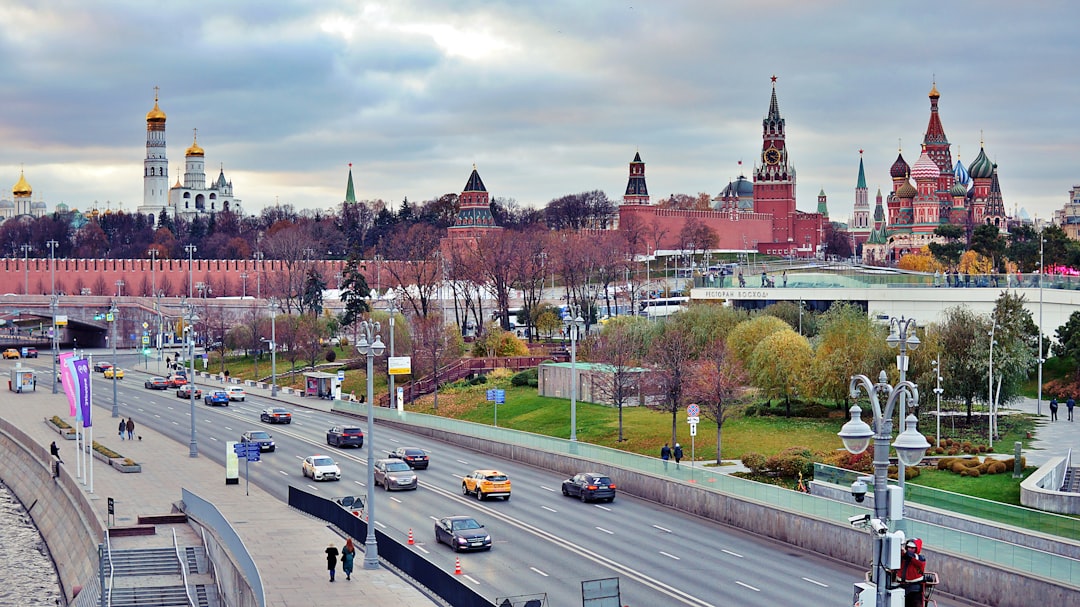 Moscow's skyline, including the kremlin, is visible.