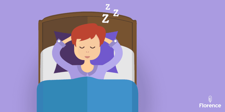 Illustration of a person sleeping peacefully in bed with “Z” symbols above.