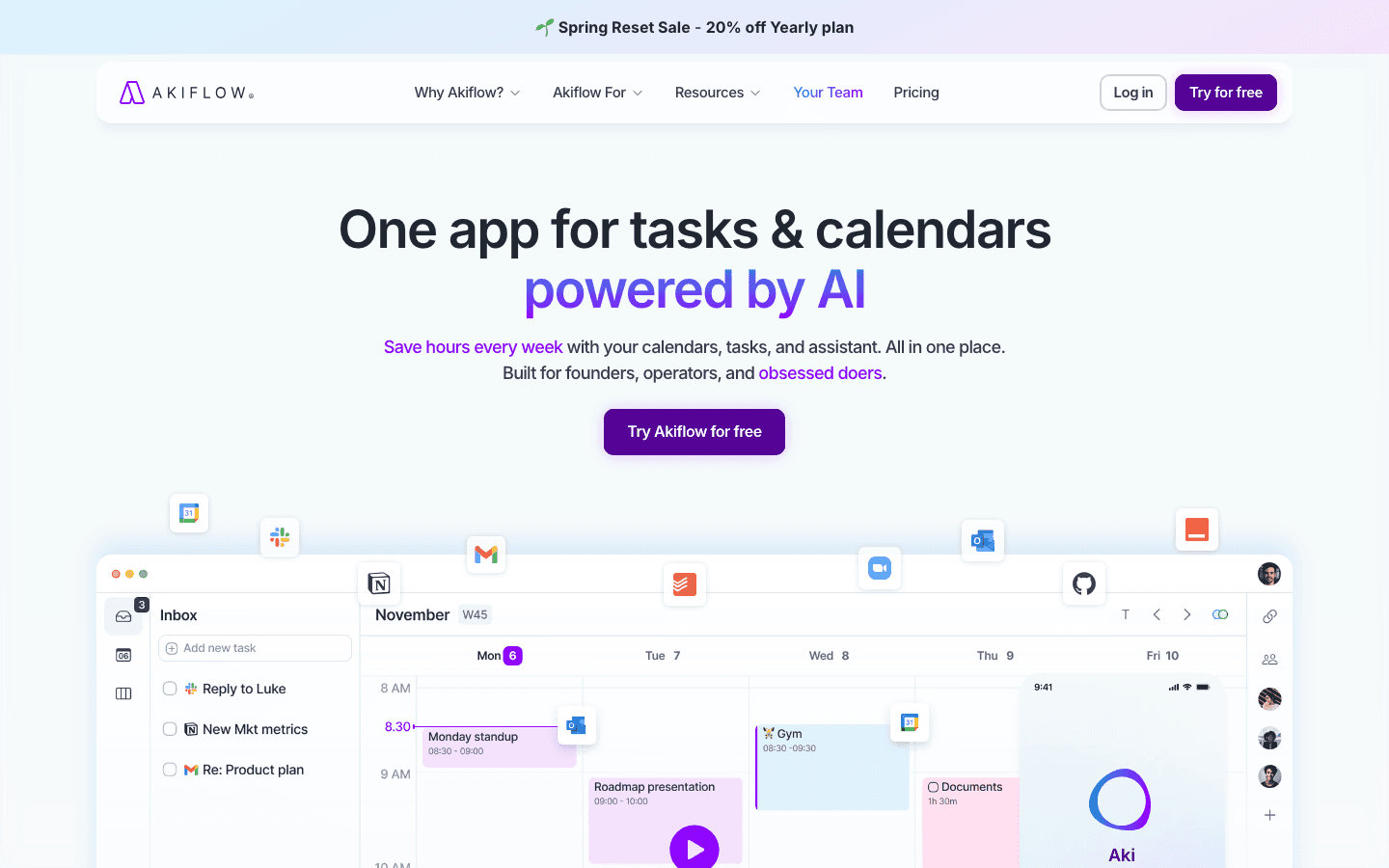 Akiflow task and calendar app