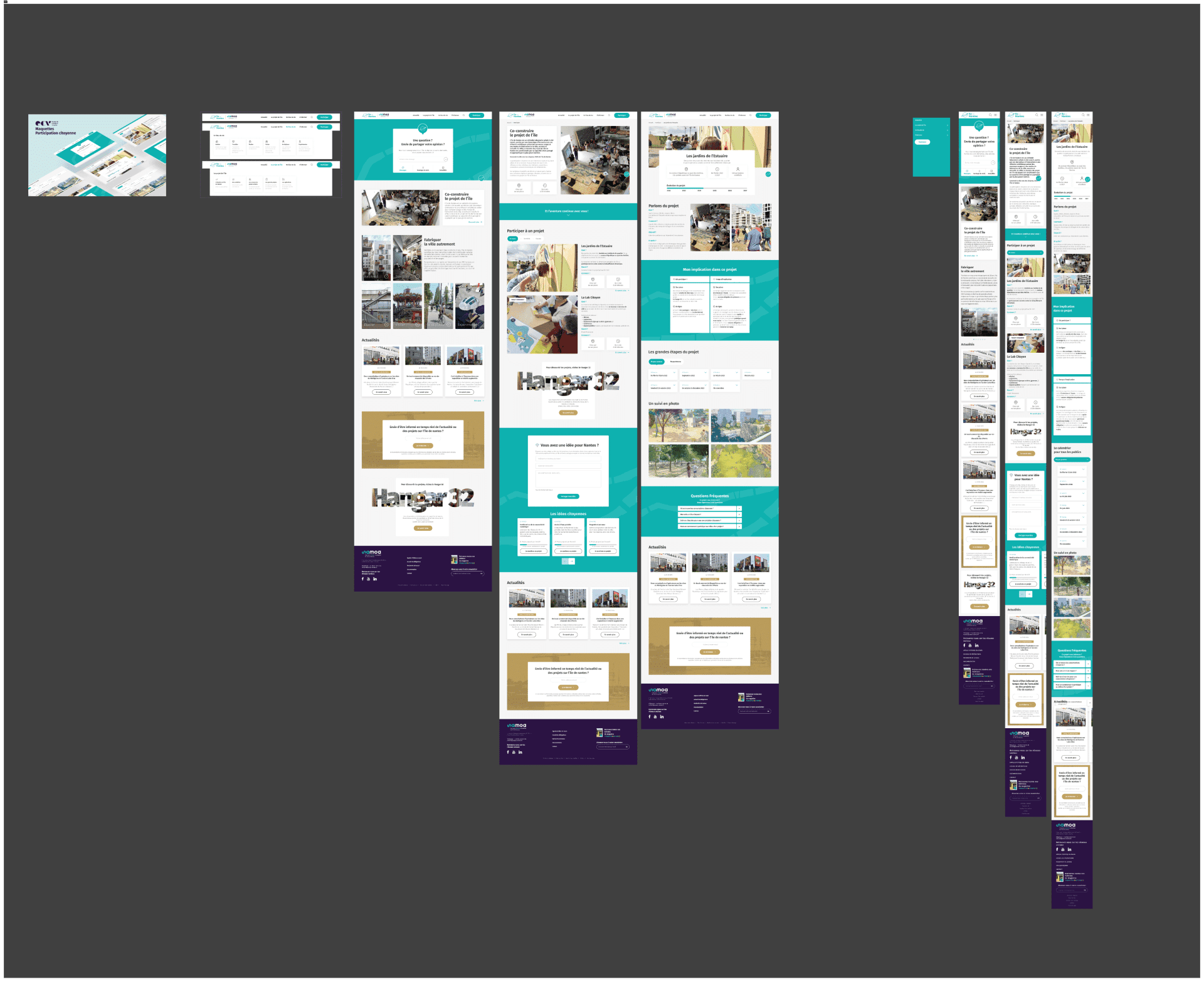 Des écrans d'interface de site web réalisée dans le cadre d'un projet d'ux/ui à nantes pour le compte de la Samoa