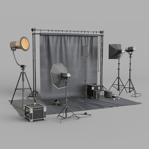 Eine 3d Visualisierung eines Sets für ein professionelles Fotoshooting.