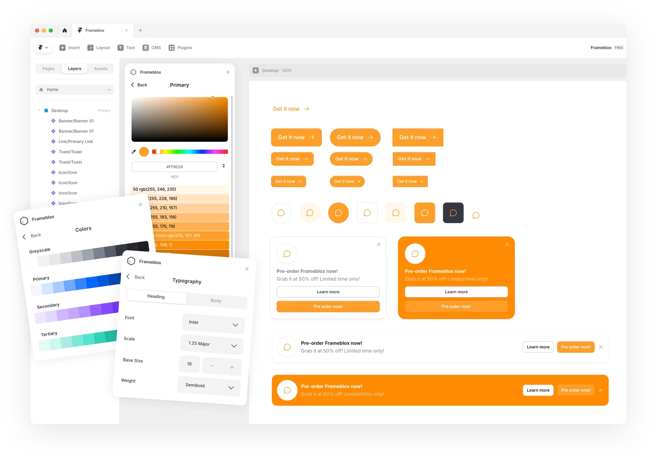 Framer Component Library and Design System - Frameblox UI kit