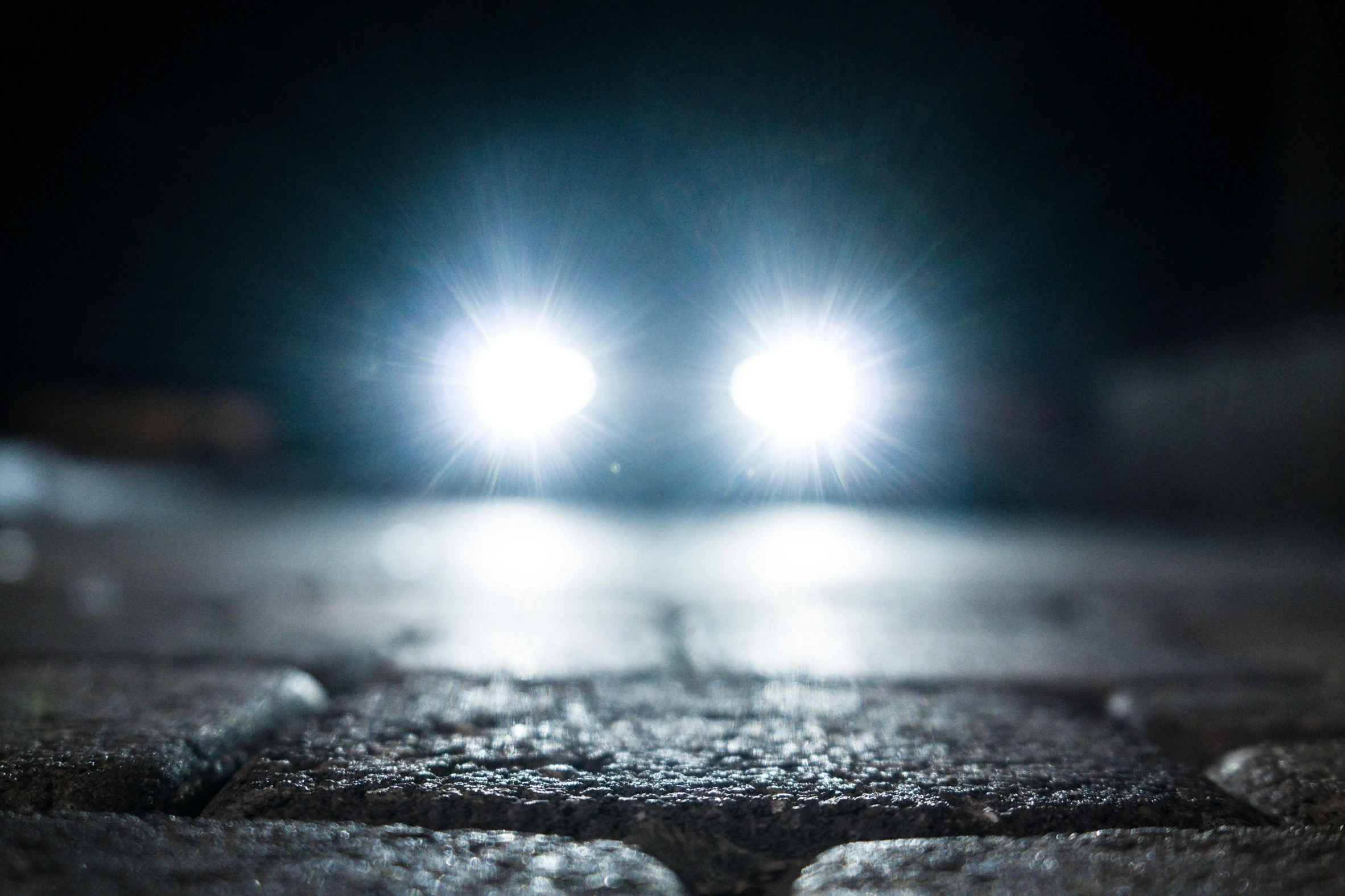 bright white headlights of a car 