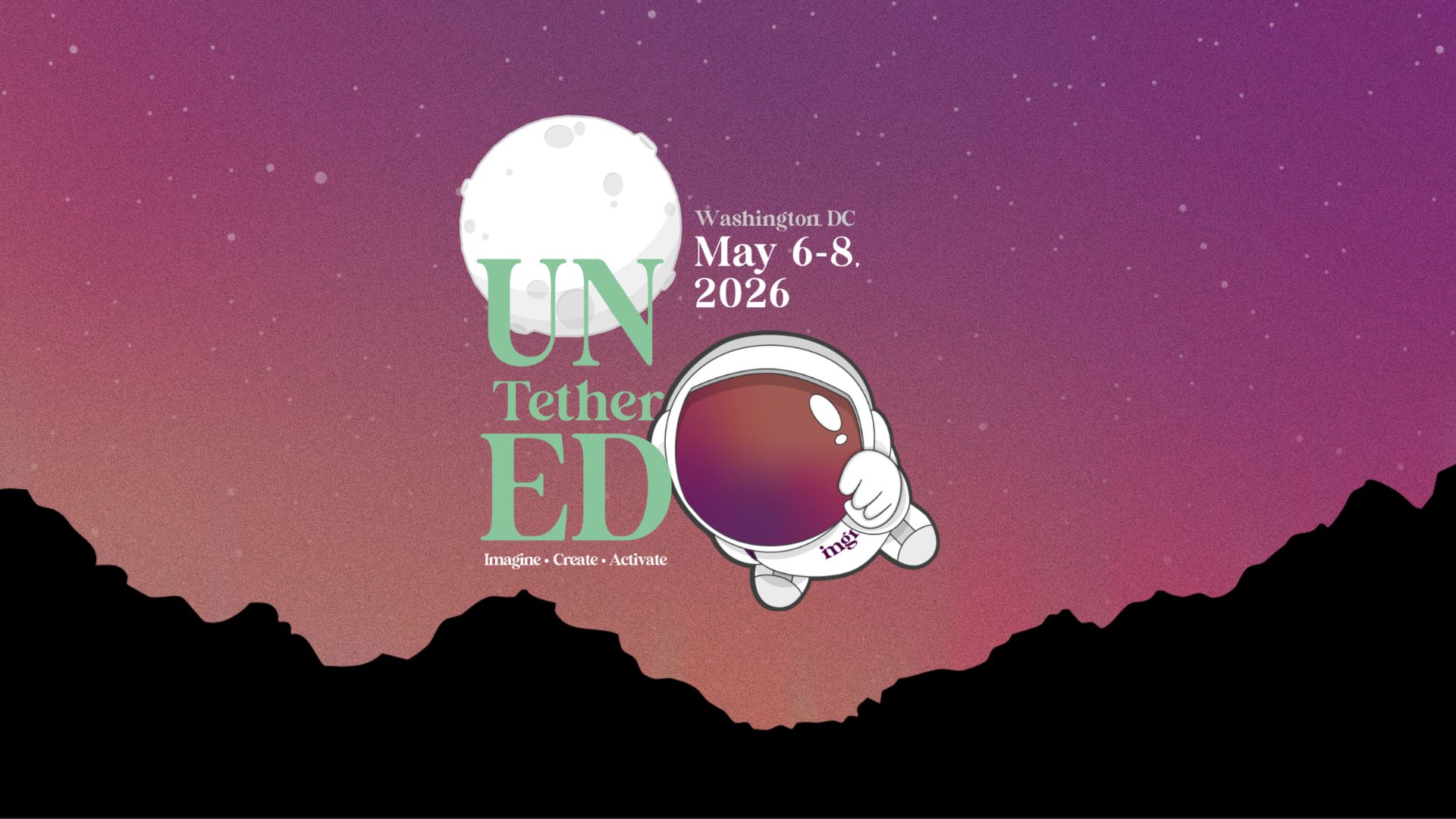 A white robot with a glowing red eye stands in a field of yellow flowers at sunset.