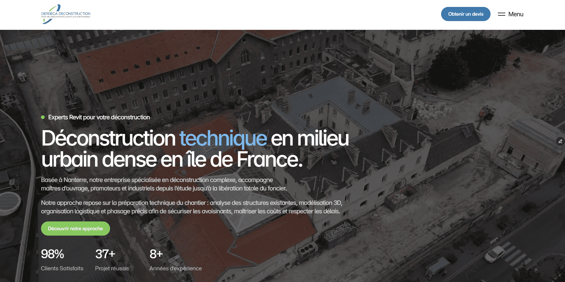 Site internet Derdega Déconstruction à Nanterre, TPE spécialisée en démolition et déconstruction