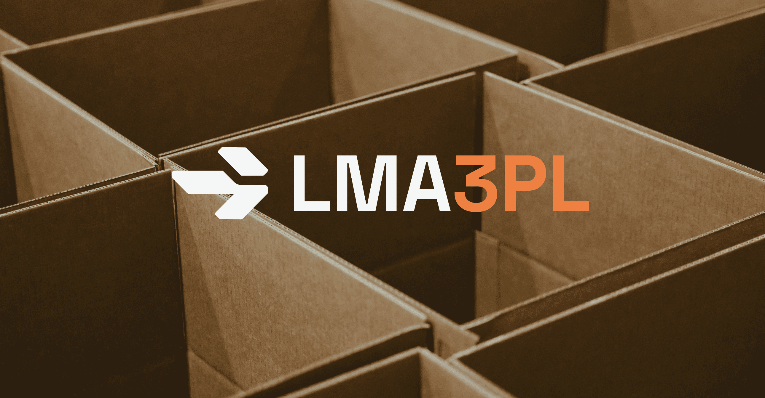 LMA3PL Logo in front of cardboard boxes