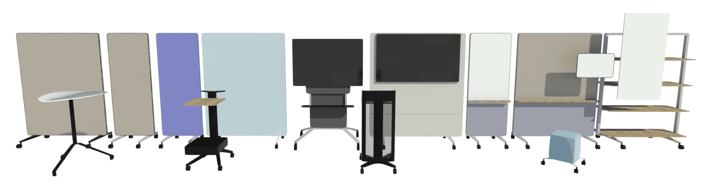Revit render showing some of the families from the Confair Next range.
