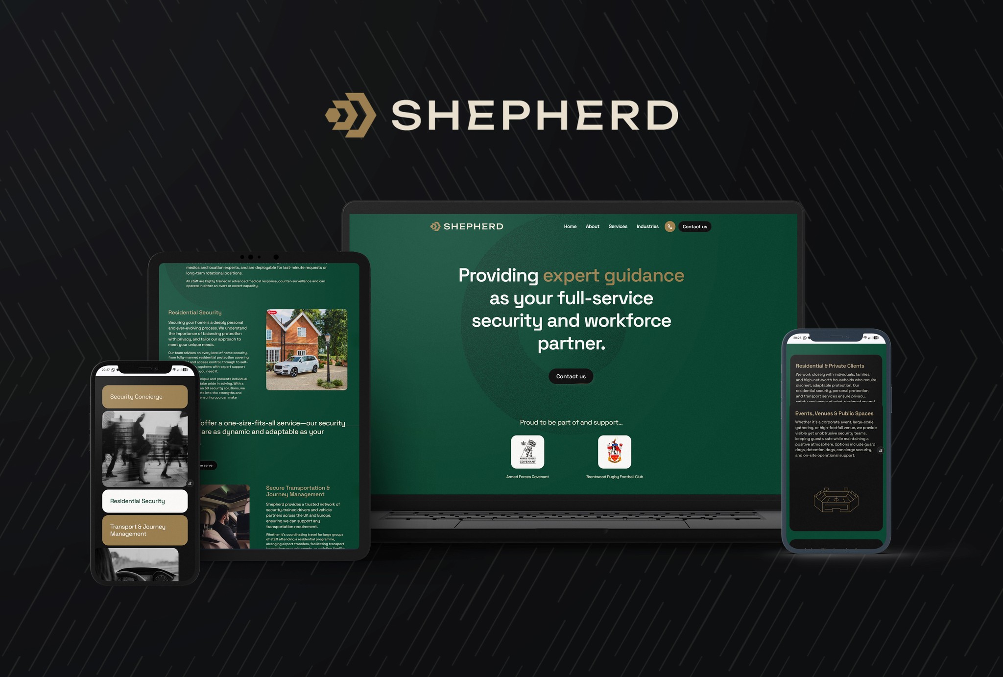 Shepherd Resourcing branding and website design on laptop, tablet and mobile