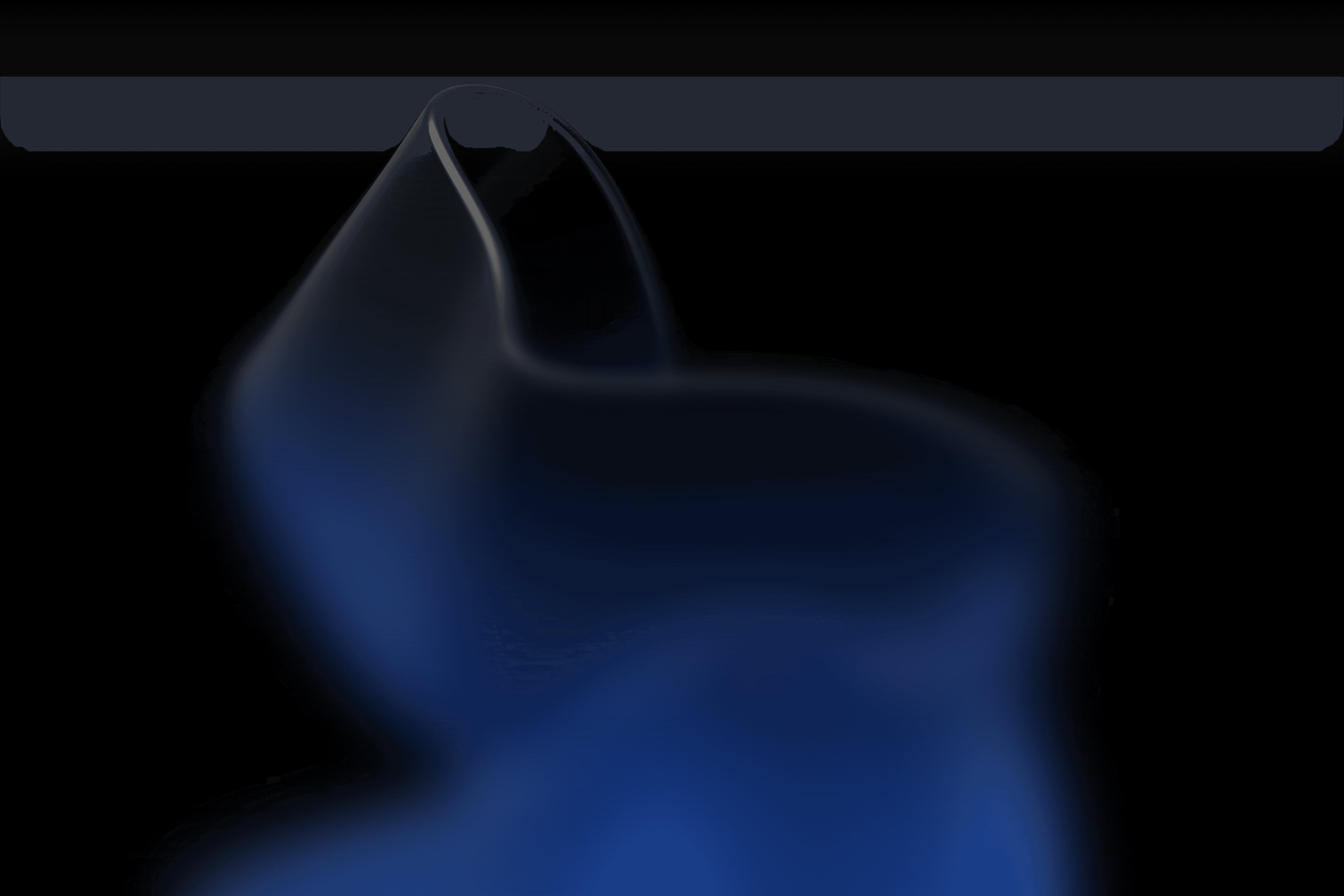 A blue ribbon against a black background.