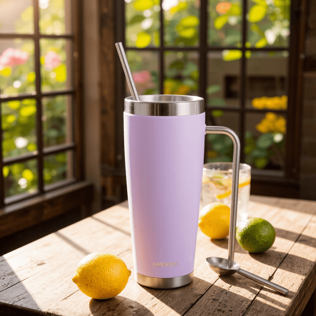 product photography of a tumbler with a straw