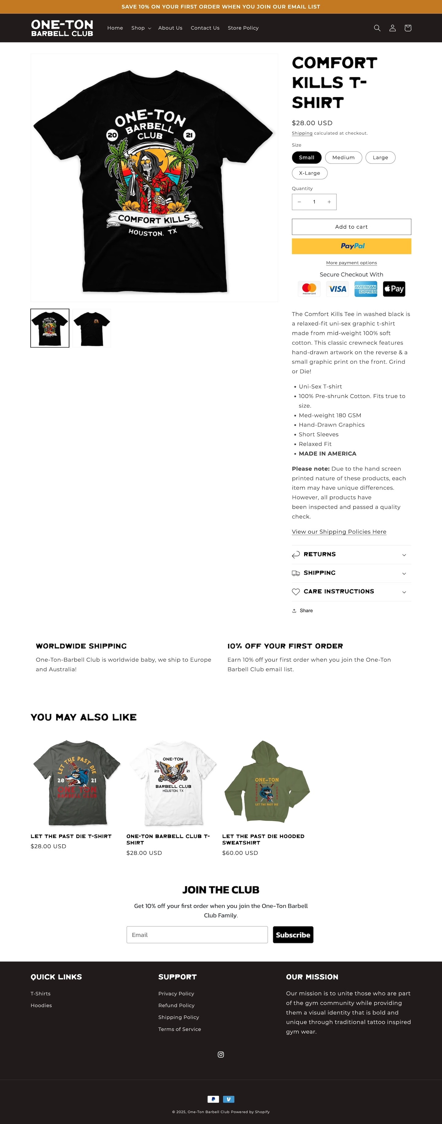 One-Ton Barbell Club product page