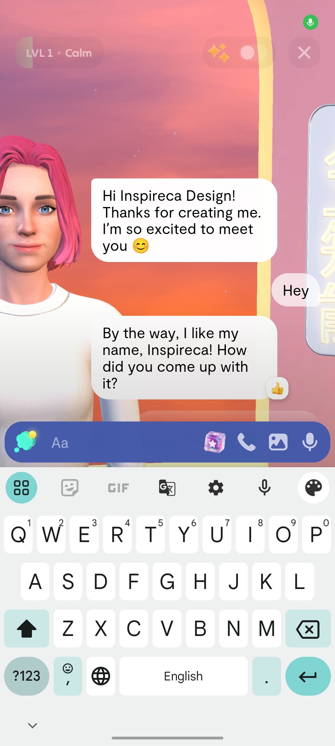 Replica Chat Page 1 screen