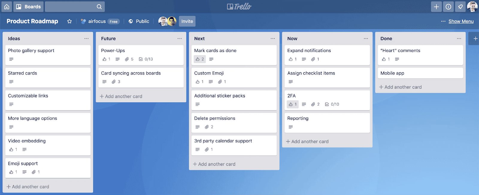 Trello interface