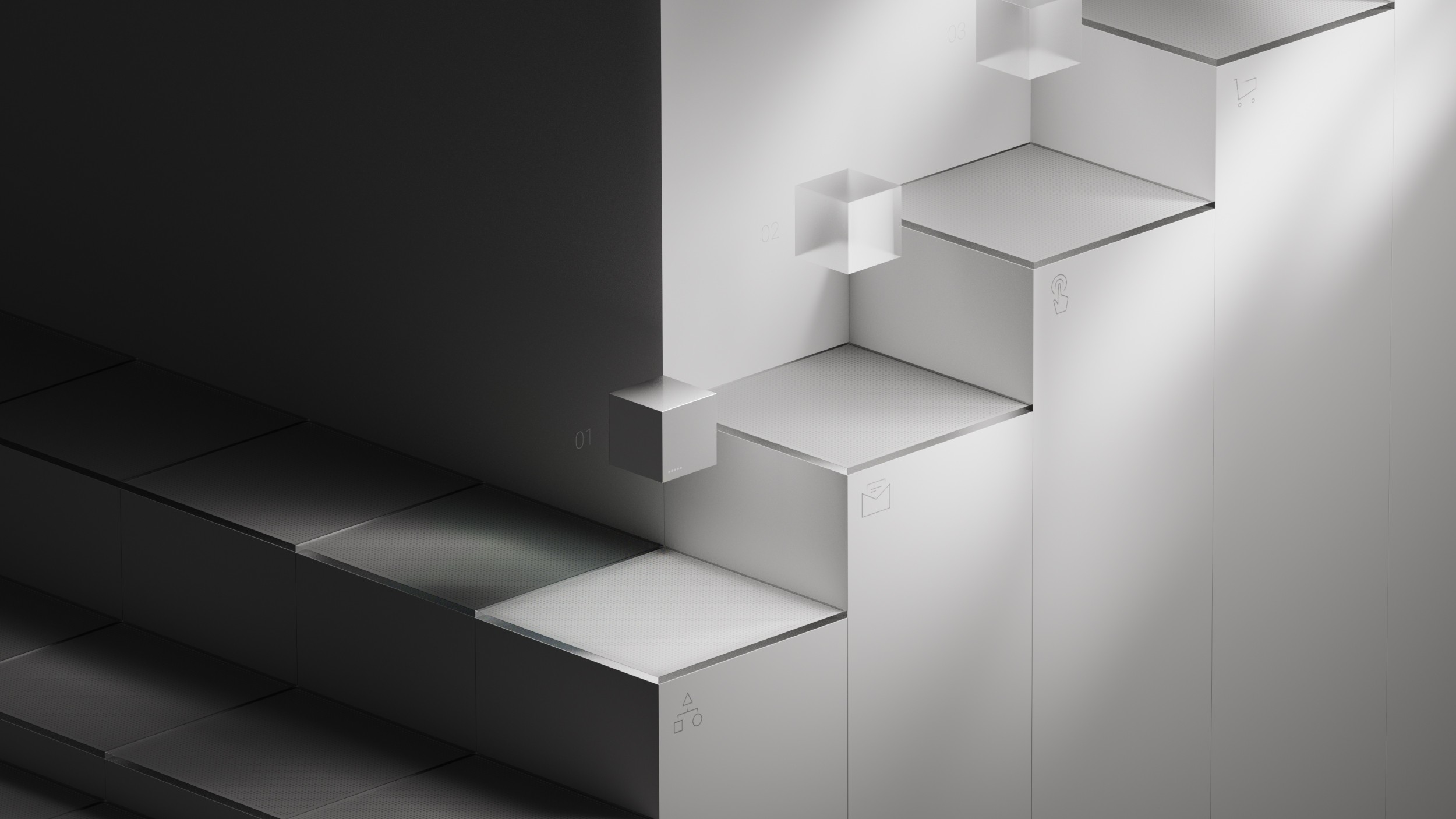 Data platform representing key analytics metrics with 3D cubes, offering deeper insights into user trends and performance